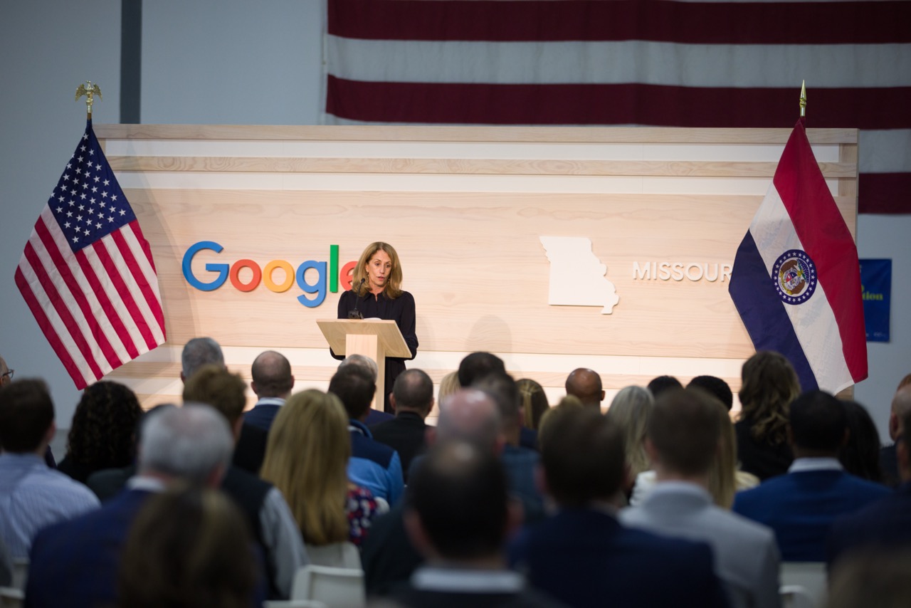 Hunt Midwest President & CEO Ora Reynolds at Google event at Hunt Midwest Business Center
